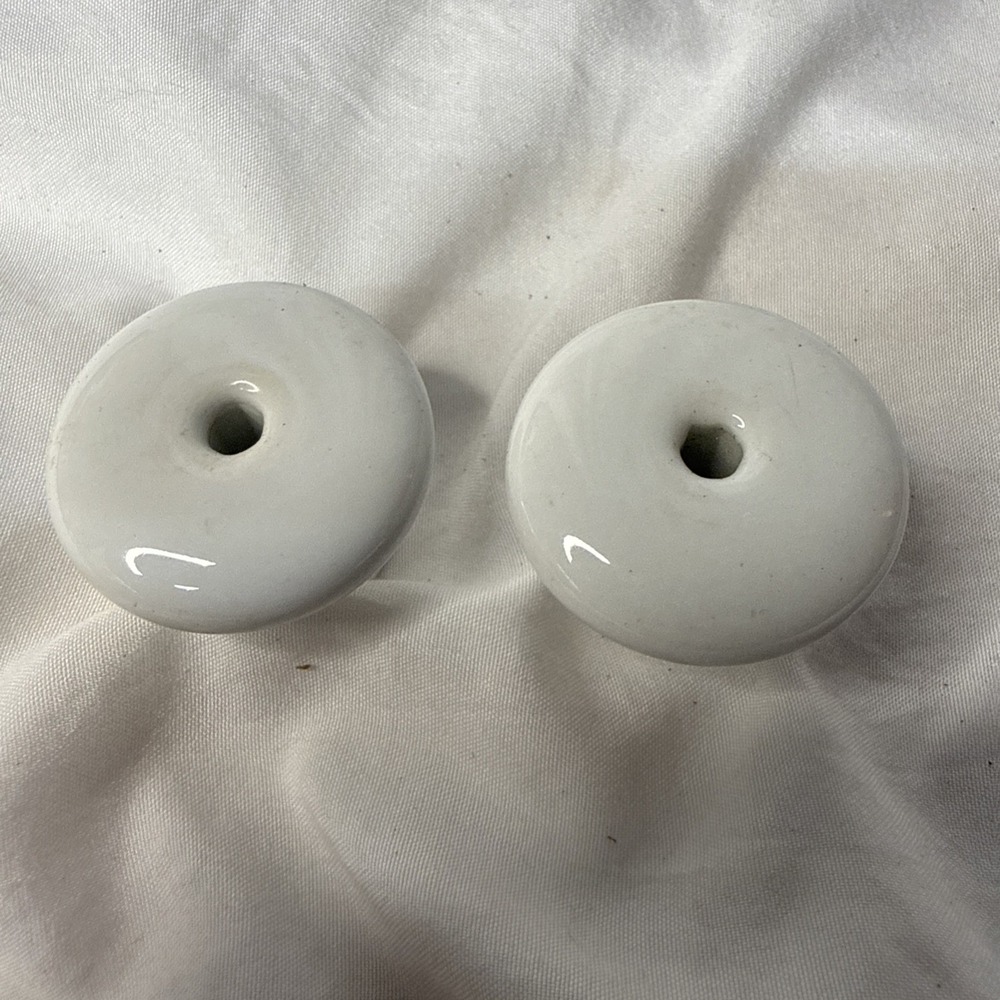 Set 2 VTG1.5" White Porcelain Drawer Pull Knobs Handle Ceramic Made in Japan